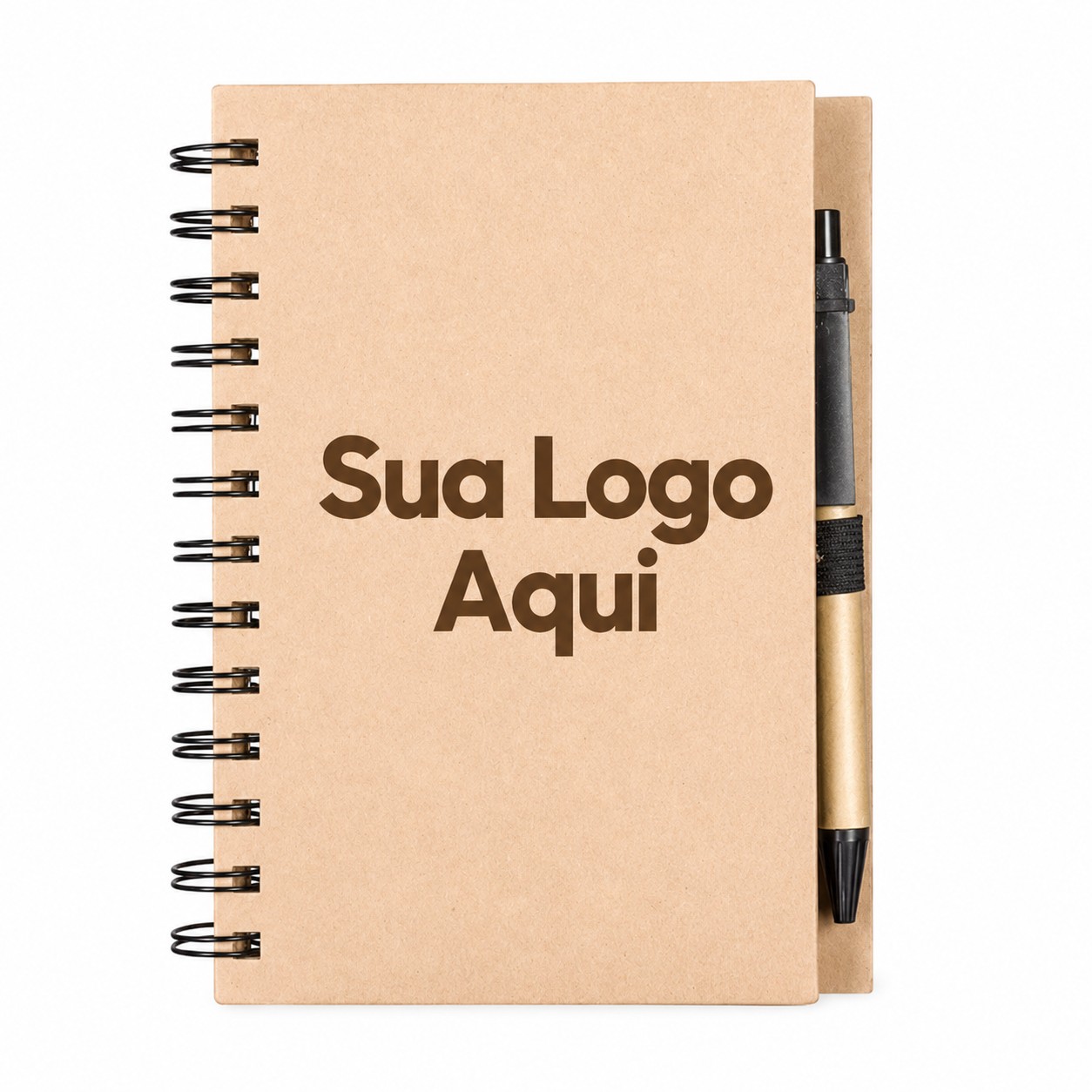 Caderno Ecológico com Autoadesivos e Caneta 18x13cm Personalizada Kraft | Personalizado com Logo | Personizi