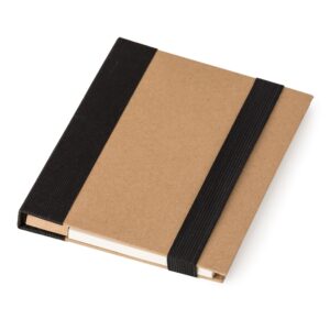 Bloco de Anotação com Autoadesivos e Caneta 18x14cm Personalizada Preto | Personalizado com Logo | Personizi