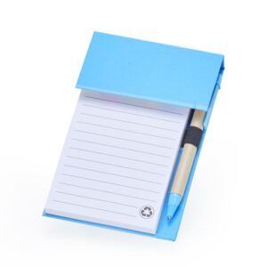 Bloco de Anotações com Autoadesivos e Caneta 11x2cm Personalizada Azul | Personalizado com Logo | Personizi
