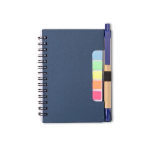 Bloco de Anotações com Autoadesivos e Caneta 14x11cm Personalizada Azul | Personalizado com Logo | Personizi