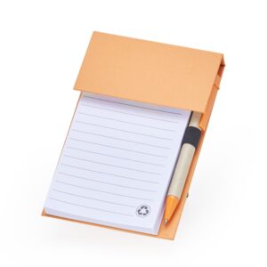 Bloco de Anotações com Autoadesivos e Caneta 11x2cm Personalizada Laranja | Personalizado com Logo | Personizi