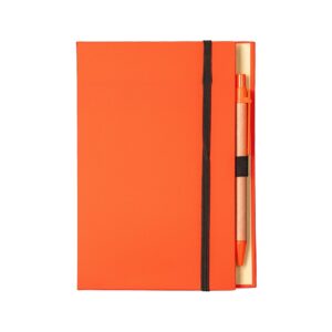 Bloco de Anotações com Autoadesivos e Caneta 18x13cm Personalizada Laranja | Personalizado com Logo | Personizi