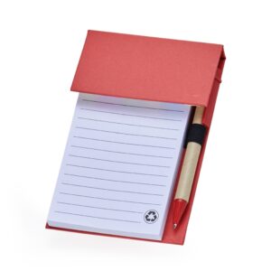 Bloco de Anotações com Autoadesivos e Caneta 11x2cm Personalizada Vermelho | Personalizado com Logo | Personizi
