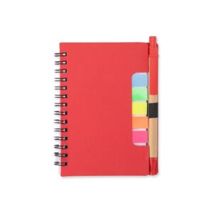 Bloco de Anotações com Autoadesivos e Caneta 14x11cm Personalizada Vermelho | Personalizado com Logo | Personizi