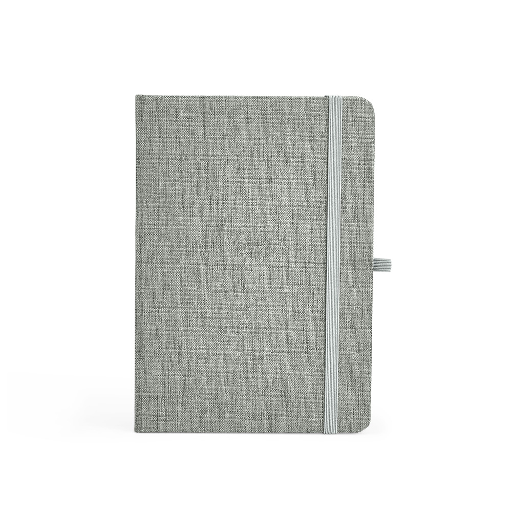 Caderneta em Linho com Porta Caneta 12x1cm Personalizada Cinza | Personalizado com Logo | Personizi