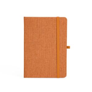 Caderneta em Linho com Porta Caneta 12x1cm Personalizada Laranja | Personalizado com Logo | Personizi
