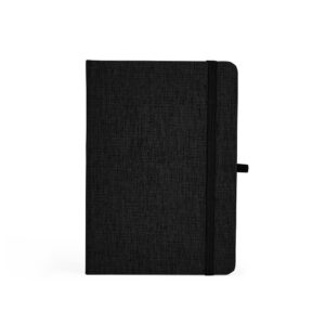 Caderneta em Linho com Porta Caneta 12x1cm Personalizada Preto | Personalizado com Logo | Personizi