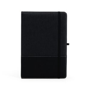 Caderno A5 Poliéster 14x2cm Personalizado Preto | Personalizado com Logo | Personizi