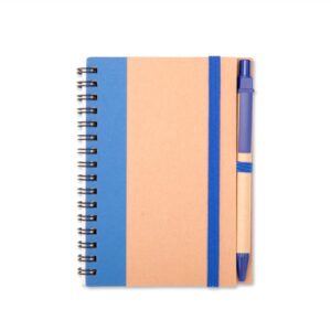 Caderno Ecológico com Caneta 14x11cm Personalizada Azul | Personalizado com Logo | Personizi