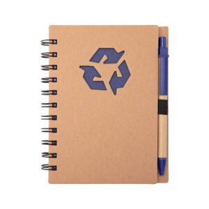 Caderno Ecológico com Caneta 16x13cm Personalizada Azul | Personalizado com Logo | Personizi