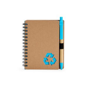 Caderno Ecológico com Caneta 14x11cm Personalizada Mod.2 Azul Claro | Personalizado com Logo | Personizi
