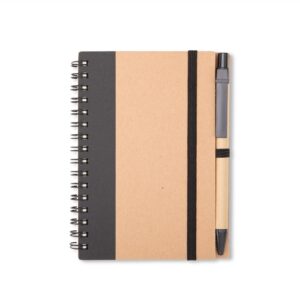 Caderno Ecológico com Caneta 14x11cm Personalizada Preto | Personalizado com Logo | Personizi