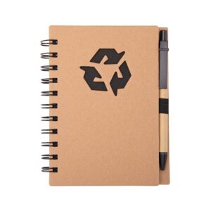 Caderno Ecológico com Caneta 16x13cm Personalizada Preto | Personalizado com Logo | Personizi