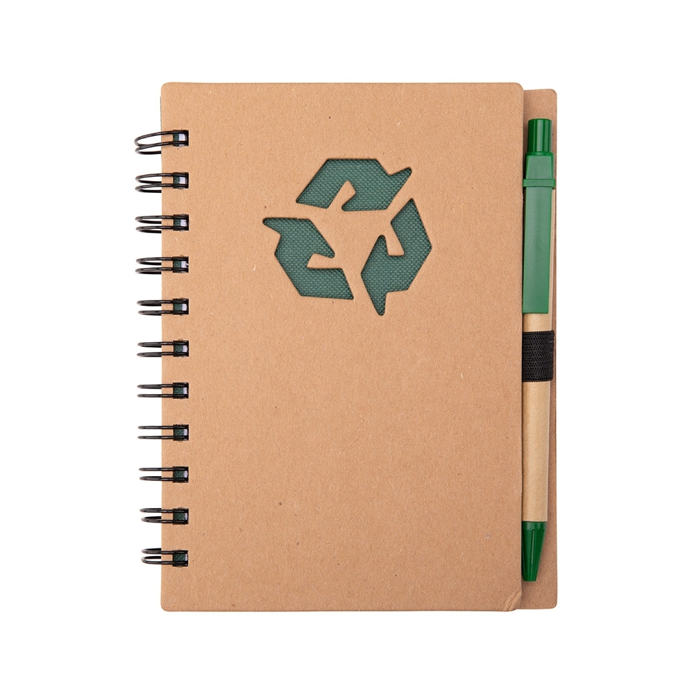 Caderno Ecológico com Caneta 16x13cm Personalizada Verde | Personalizado com Logo | Personizi