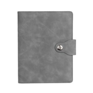 Caderno Fichário PU 23x19cm Personalizado Cinza | Personalizado com Logo | Personizi