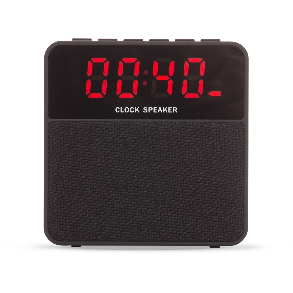 Caixa de Som Multimídia com Relógio Personalizado Mod.3 Preto | Personalizado com Logo | Personizi