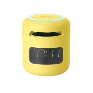 Caixa de Som Multimídia com Relógio Personalizado Amarelo | Personalizado com Logo | Personizi
