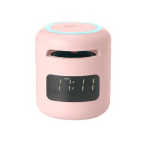 Caixa de Som Multimídia com Relógio Personalizado Rosa | Personalizado com Logo | Personizi