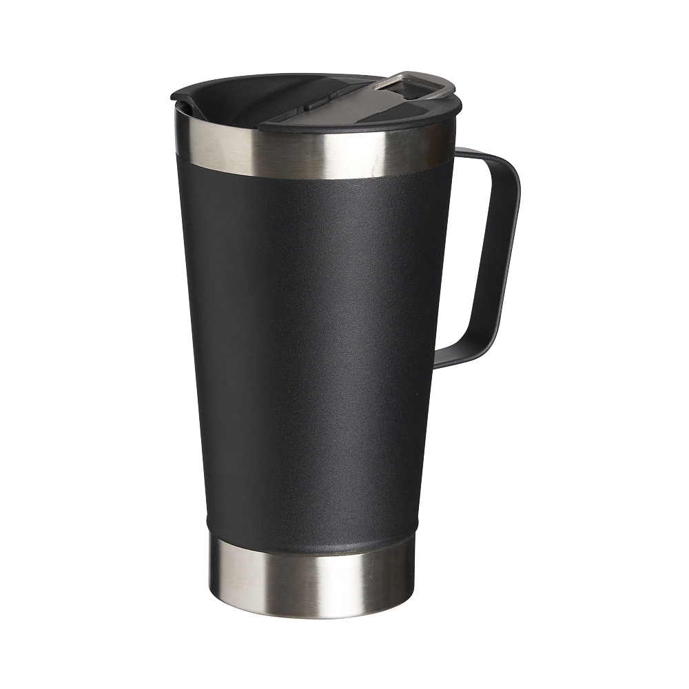 Caneca Térmica 500ml *Lisa c/ Abridor Personalizada Preto | Personalizado com Logo | Personizi