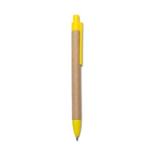 Caneta Eco. c/ Det. Plástico Personalizada Amarelo | Personalizado com Logo | Personizi