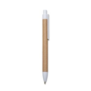 Caneta Eco. c/ Det. Plástico Personalizada Branco | Personalizado com Logo | Personizi