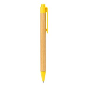 Caneta Ecológica Kraft 13x1cm Personalizada Amarelo | Personalizado com Logo | Personizi