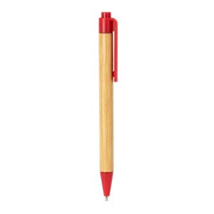 Caneta Ecológica Kraft 13x1cm Personalizada Vermelho | Personalizado com Logo | Personizi