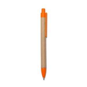 Caneta Eco. c/ Det. Plástico Personalizada Laranja | Personalizado com Logo | Personizi