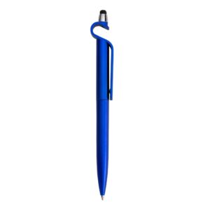 Caneta Plastica c/ Suporte e Touch Personalizada Azul | Personalizado com Logo | Personizi