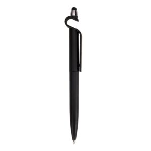 Caneta Plastica c/ Suporte e Touch Personalizada Preto | Personalizado com Logo | Personizi