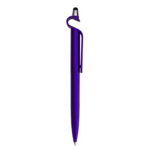 Caneta Plastica c/ Suporte e Touch Personalizada Roxo | Personalizado com Logo | Personizi