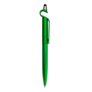 Caneta Plastica c/ Suporte e Touch Personalizada Verde | Personalizado com Logo | Personizi