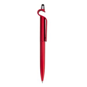 Caneta Plastica c/ Suporte e Touch Personalizada Vermelho | Personalizado com Logo | Personizi
