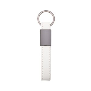 Chaveiro Metal com Couro Sintético Personalizado Branco | Personalizado com Logo | Personizi