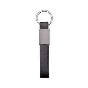 Chaveiro Metal com Couro Sintético Personalizado Preto | Personalizado com Logo | Personizi