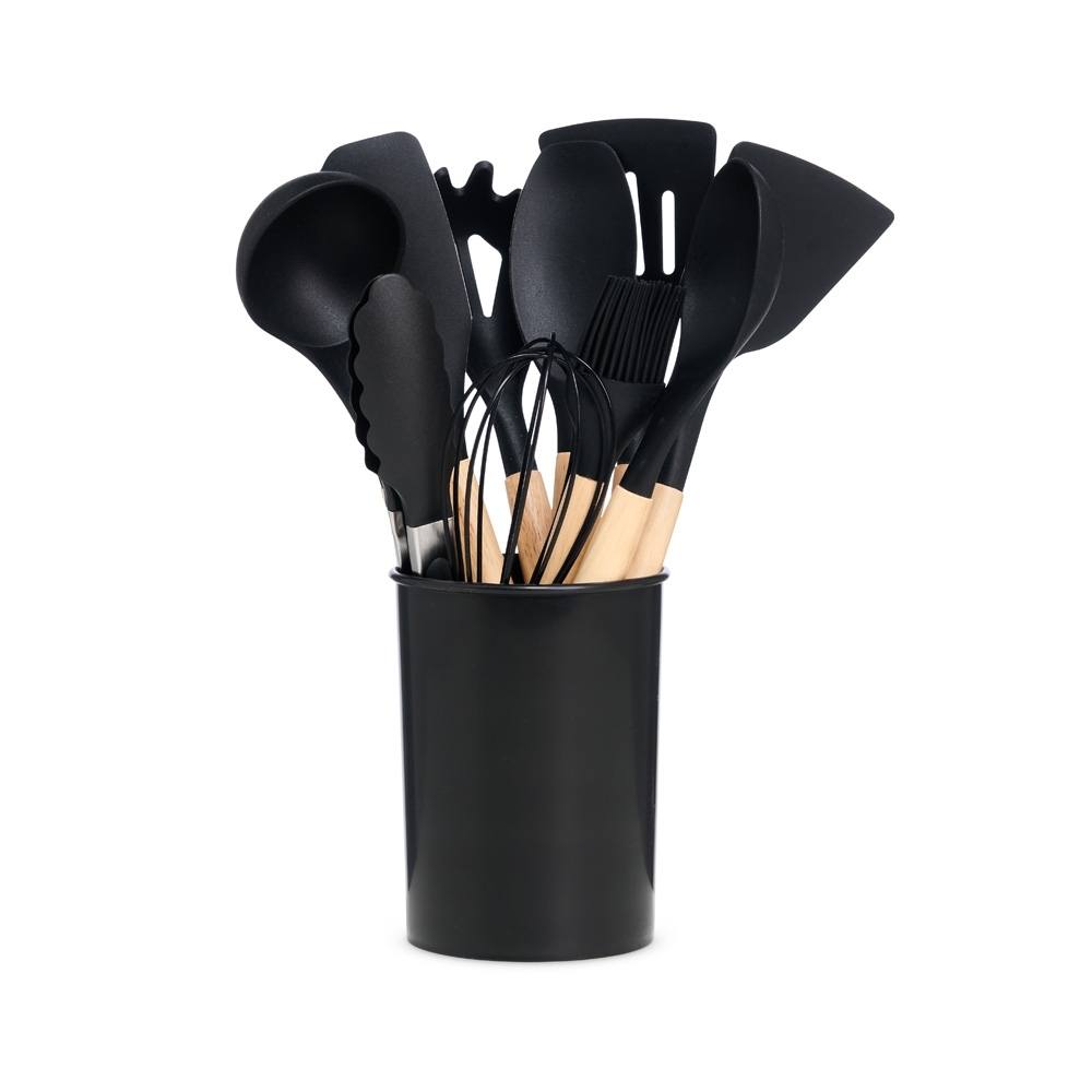 Kit Utensílios 12 Peças Personalizado Preto | Personalizado com Logo | Personizi