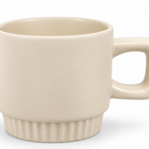 Caneca Empilhável Alça Quadrada 300ml Personalizada Bege | Personalizado com Logo | Personizi