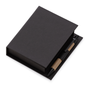 Bloco de Anotações com Caneta e Autoadesivo 11x12cm Personalizada Preto | Personalizado com Logo | Personizi