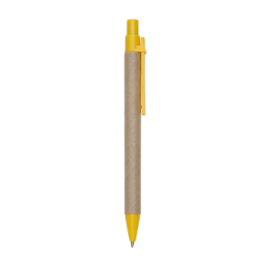 Caneta Ecológica c/ Clip Plástico 14x3cm Personalizada Amarelo | Personalizado com Logo | Personizi