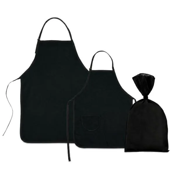 Avental e Avental Mini em Brim 2 Pçs Personalizado Preto | Personalizado com Logo | Personizi