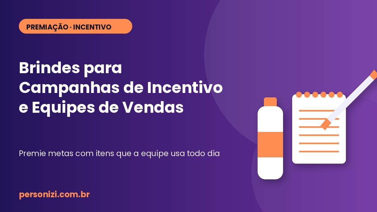 Garrafa e bloco de anotações personalizados para campanhas de incentivo de vendas, em capa com a marca Personizi
