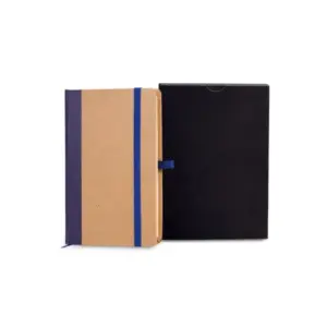 Caderneta S/ Pauta 9,5X15,5CM Bege/Preto Personalizado Azul | Personalizado com Logo | Personizi