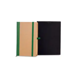Caderneta S/ Pauta 9,5X15,5CM Bege/Preto Personalizado Verde | Personalizado com Logo | Personizi
