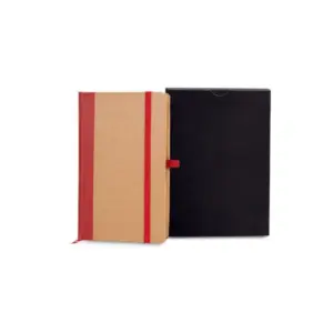 Caderneta S/ Pauta 9,5X15,5CM Bege/Preto Personalizado Vermelho | Personalizado com Logo | Personizi