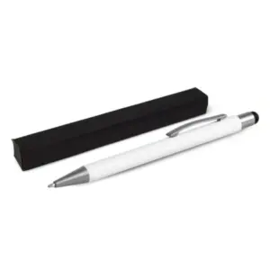 Caneta Esferográfica em Alumínio com Ponta Touch 14x1cm Personalizada Branca | Personalizado com Logo | Personizi