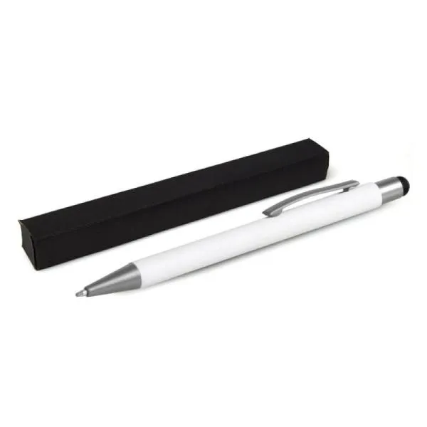 Caneta Esferográfica em Alumínio com Ponta Touch 14x1cm Personalizada Branca | Personalizado com Logo | Personizi