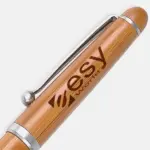 Caneta Esferográfica em Bambu Cromado 14x2cm Personalizada | Personalizado com Logo | Personizi