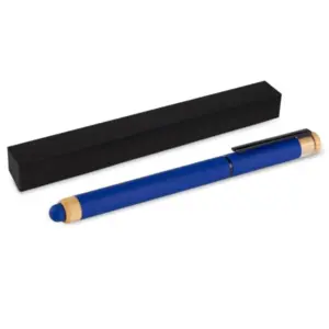 Caneta Roller em Alumínio Reciclado / Bambu 15x1cm Personalizada Azul | Personalizado com Logo | Personizi