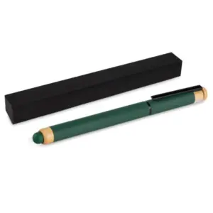 Caneta Roller em Alumínio Reciclado / Bambu 15x1cm Personalizada Verde | Personalizado com Logo | Personizi