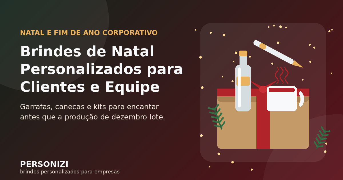 Kit de Natal corporativo personalizado com garrafa, caneca e caneta dentro de caixa presente com laço vermelho, brindes de fim de ano Personizi